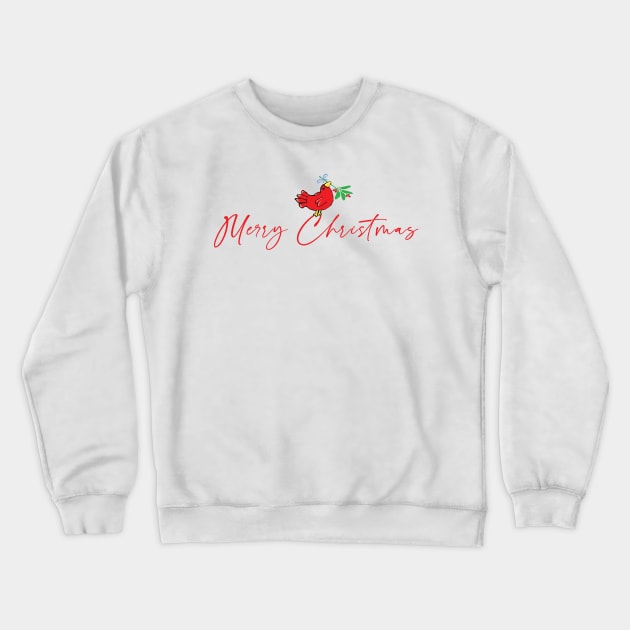 Red Bird Merry Christmas Crewneck Sweatshirt by sfernleaf